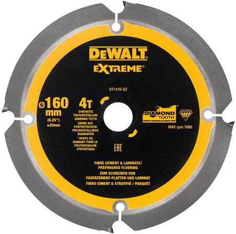 Dewalt tilbehør rundsavsklinge pcd laminat fibercement 160x20x4t - dt1470-qz