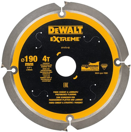 Dewalt accessoires cirkelzaagblad pcd laminaat vezelcement 190x30x4t - dt1472-qz