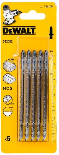 Dewalt tilbehør stiksavklinge hcs til hurtige, rene snit i træ <60 mm, 118x91x3 mm, (t301cd) - dt2052-qz