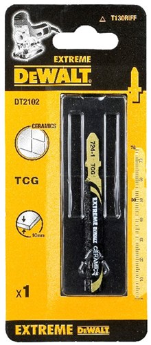 Dewalt accessoires decoupeerzaagblad hm-korrel, keramiek klasse 1, fiberglas en kunststof < 10mm lengte 76mm(t130riff) - dt2102-qz