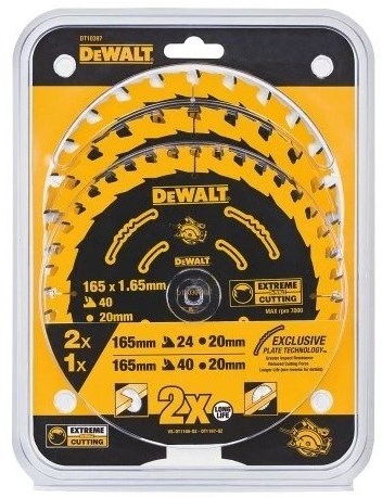 Dewalt tilbehør dt10397-qz rundsavsklingesæt ekstrem 165x20 | 3 stk - dt10397-qz