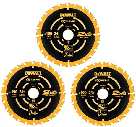 Dewalt tilbehør dt10399-qz rundsavklinger | 190 mm | 24 t | ekstrem indramning | 3 stk - dt10399-qz
