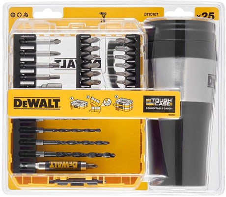 Dewalt tilbehør dt70707-qz | 25-delt bitssæt i hårdhændet kassette | med termokrus - dt70707-qz