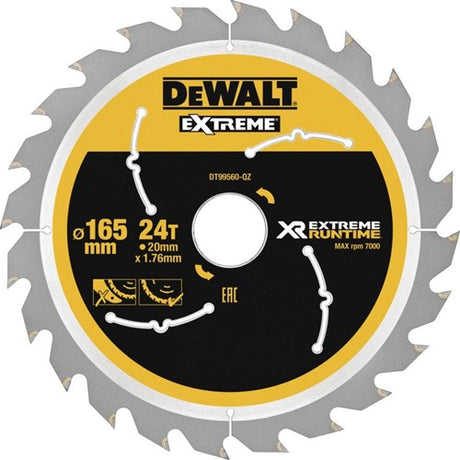 Dewalt tilbehør dt99560 xr rundsavklinge 165x20mm 24 tænder - dt99560-qz