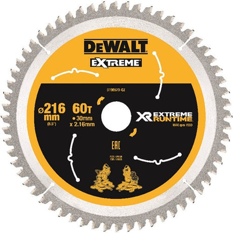 Dewalt tilbehør ekstrem runtime rundsavklinge 216mm x 30mm 60t - dt99570-qz