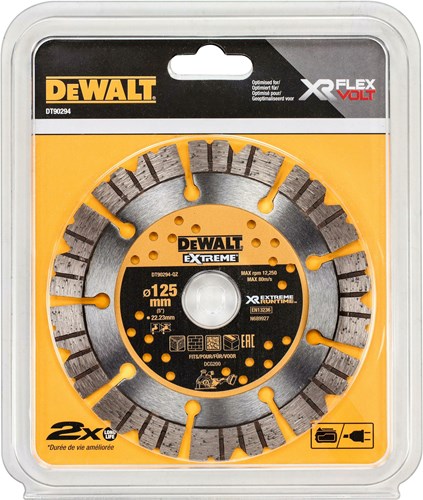 Dewalt accessoires dewalt extreme runtime serie - diamantzaagblad - 125mm - precisie snijden - droog en nat gebruik