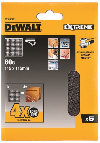 Dewalt tilbehør mesh slibe net 115x115mm k80 - dtm3022-qz