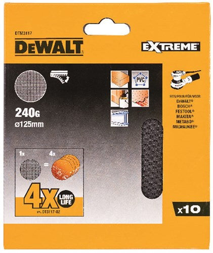 Dewalt tilbehør mesh slibe net ø125mm k240 - dtm3117-qz