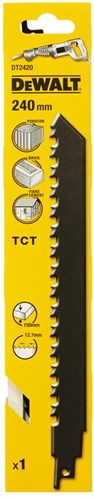 Dewalt tilbehør frem- og tilbagegående savklinge hm 240x12,7 mm, porebeton mursten fibercementpaneler - s1543hm - dt2420-qz