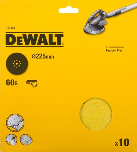 Dewalt tilbehør slibeskive, ø225mm, festool, flex 9 perf., k60 (10x) - dt3164-qz