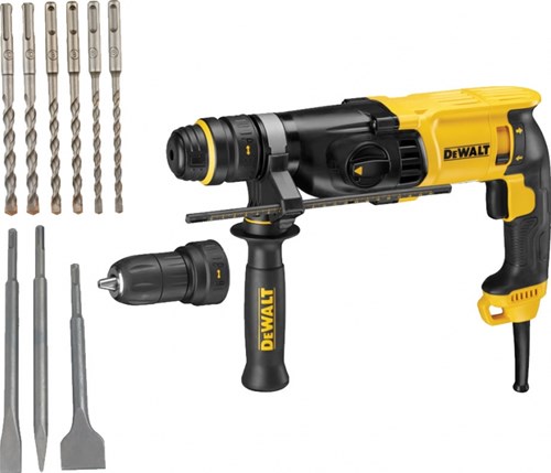 Dewalt d25134kp 26mm sds+ kombinationshammer | 800w 2.8j + bore- og mejselsæt - d25134kp-qs