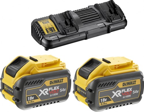 Dewalt dcb132x2-qw flexvolt startsæt - 2 x flexvolt batteri 54v 9.0ah li-ion + dcb132 dobbelt oplader