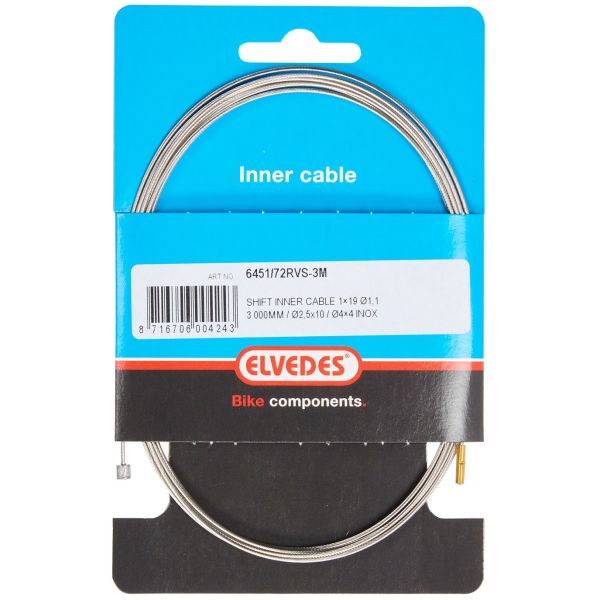 Gear indre kabel rustfrit stål 2 brystvorter 3 meter 6451 72rvs 3m