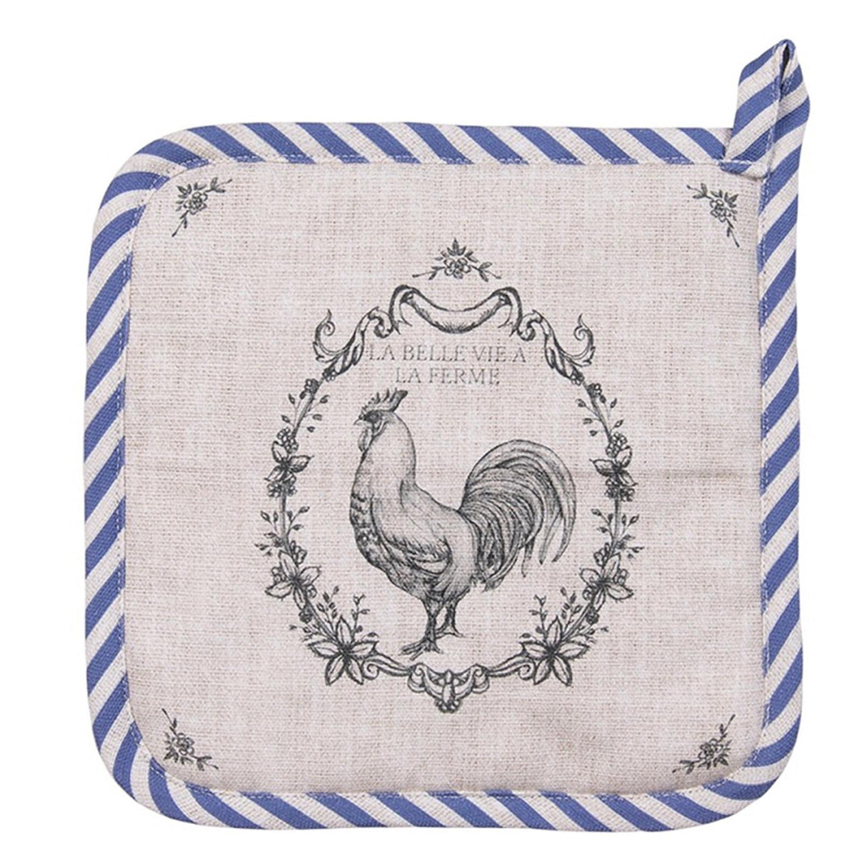Clayre eef grydelapper hane beige blå 20x20cm