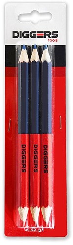 Diggers duo potlood | 17,6cm | rood blauw | 3 stuks - dig418