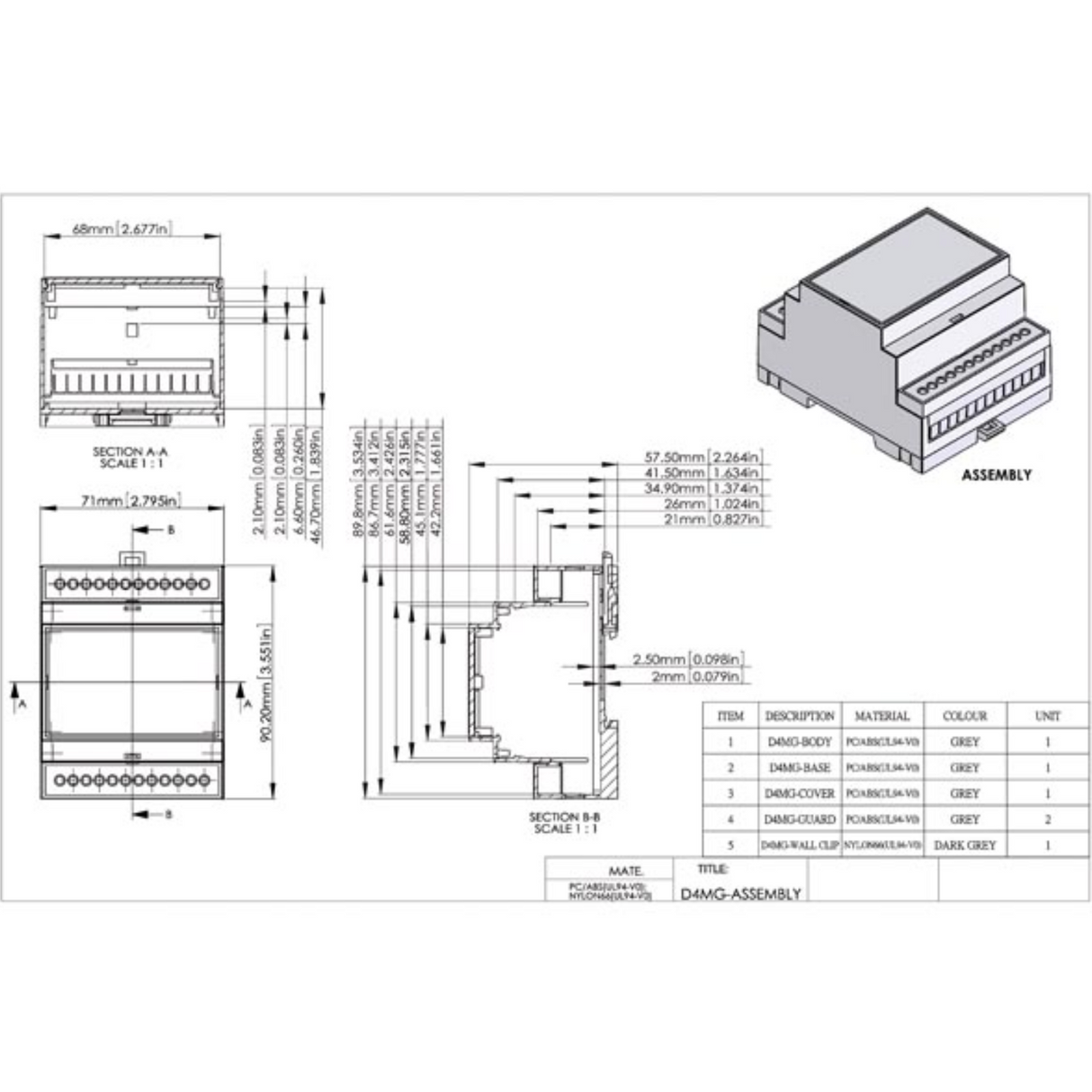 Din skinne modul boks - 4mg