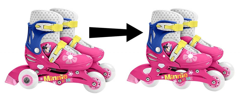 Minnie Mouse inline skates hård støvle hvid blå størrelse 27 30