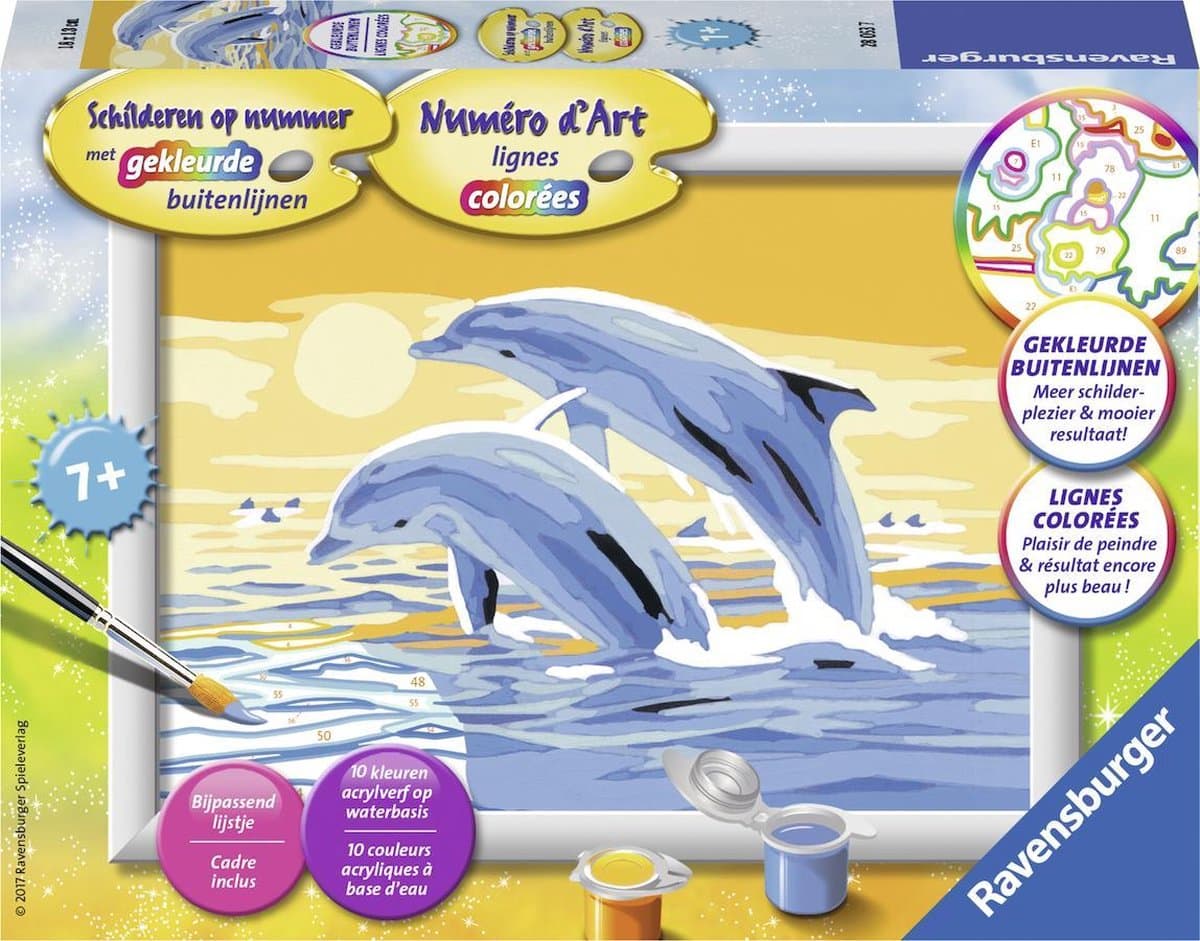 Ravensburger maleri efter nummer med 2 delfiner, lav dit eget maleri