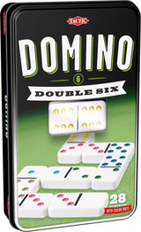 Tactic domino double six – brætspil – luksus dåse – klassisk dominospil med farvede sten – fra 7 år – 2 eller flere spillere