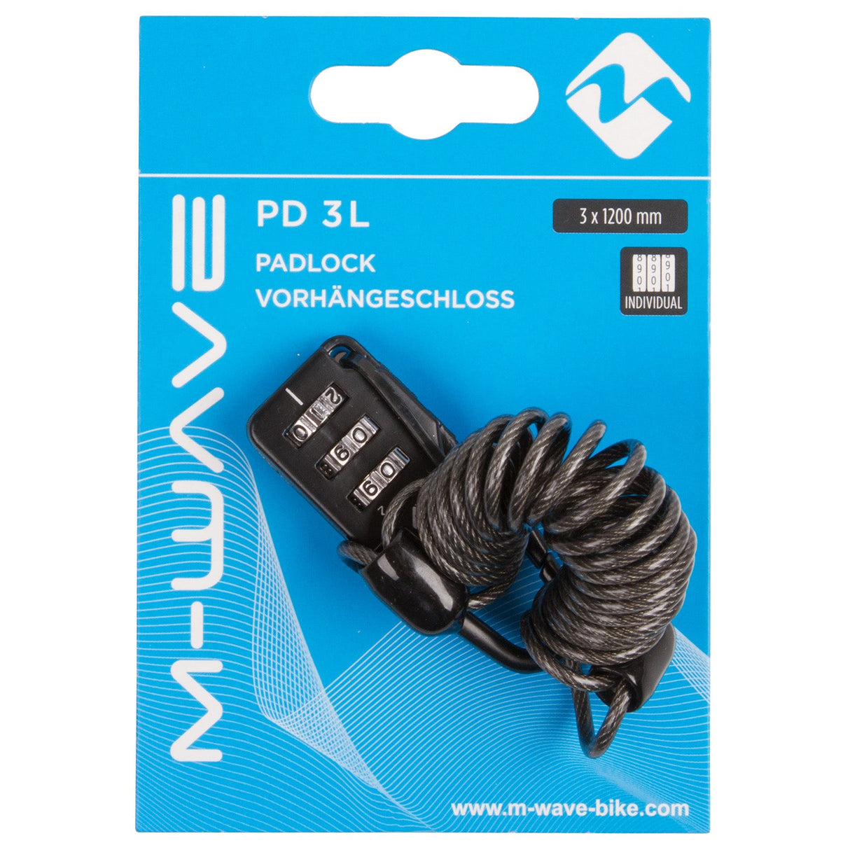 Messing bolt m-wave kodelås med 3 mm kabel. x 1200 mm. røg
