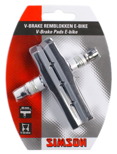 Bremseklodser V-bremse 80 x 13 mm sort grå 2 stykker
