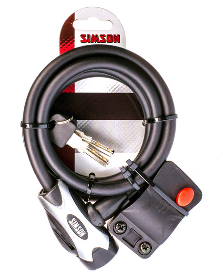Simson Cable Lock Regular XL - 10x150 cm - sort - ingen kunst - cykel