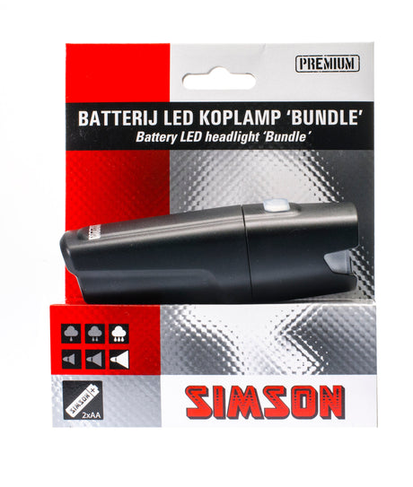 Simson forlygte bundt batteri 25 lux straft bøjning