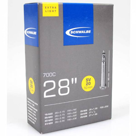 Schwalbe Inner Tube SV20 50mm 28 tommer 18 25-622 630 Ekstra lys 81gr