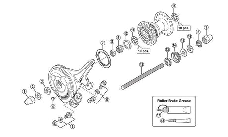 Shimano V-Axis Conus forlod Snafdyna Rollerbrake NAF M9X11.94