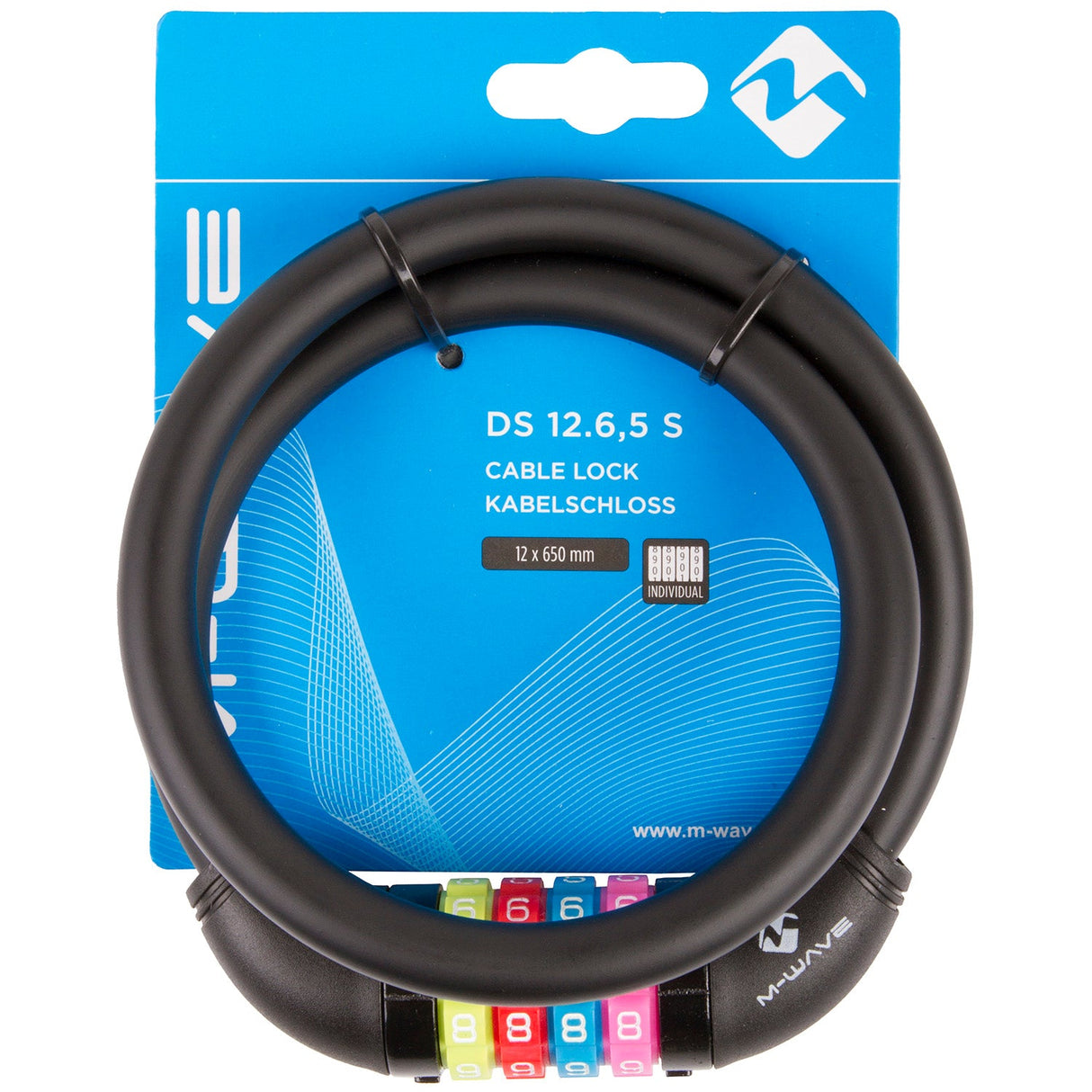Messinglås m-wave nummer kabellås silikone sort 65cm12mm