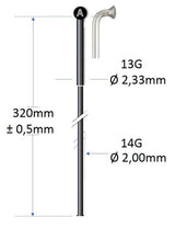 Alpina spaak sort rustfrit stål 13g 320mm Ø2,00mm til talsmaskine P 100