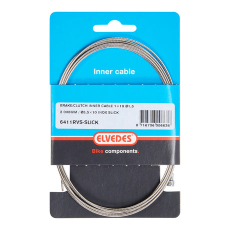 Elvedes kabelsystemer bv elvedes bremse inderkabel 2000 mm rustfrit stål glat �1,5 mm v-nippel