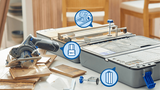 Dremel blueprint 12v kompakt sav cs12jm | 12v bærbar savstation | savestation + kuffert + 1 x 12v 2,0 ah batteri + hurtigoplader - f013cs12jm