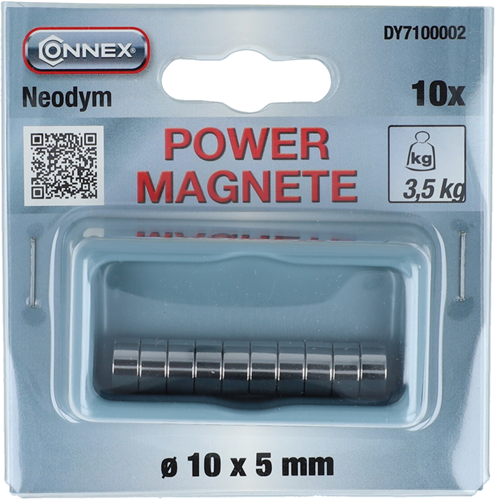 Connex magnet neodym round 10x5 10st 3.5kg - dy7100002