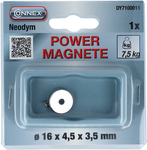 Connex magnet neodym rund 16x4x3 7,5 kg - dy7100011