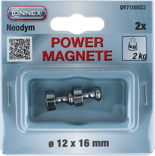 Connex magnet neodym håndtag d12mm 2 stk 2kg - dy7100022