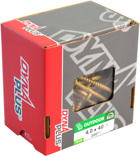 Dynaplus gevelschroef ar-bronze cilinderkop deeldraad torx tx15 4.0x50 28 | 200 stuks - 0284.08.25901