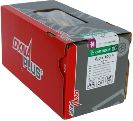 Dynaplus houtbouwschroef ar-bronze tellerkop deeldraad +snijpunt torx tx40 8.0x100 55 | 50 stuks - 0286.08.62601