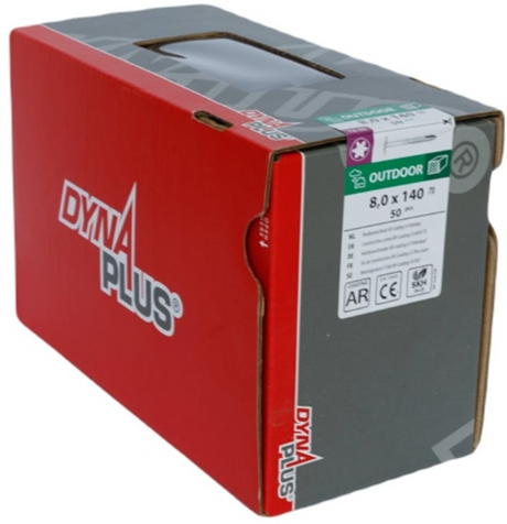 Dynaplus houtbouwschroef ar-bronze tellerkop deeldraad +snijpunt torx tx40 8.0x140 70 | 50 stuks - 0286.08.63001