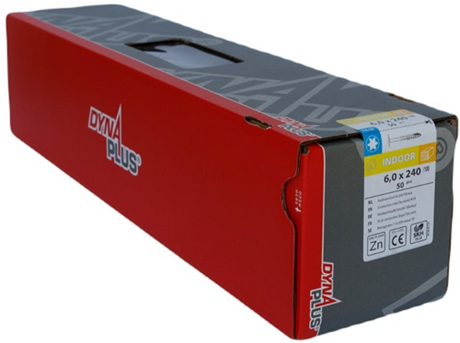 Dynaplus houtbouwschroef verzinkt tellerkop deeldraad +snijpunt torx tx30 6.0x260 100 | 50 stuks - 0286.01.54001