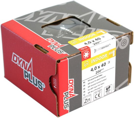 Dynaplus mdf-schroef verzinkt platkop deeldraad-75° torx tx15 3.5x40 22 | 200 stuks - 0287.01.17601