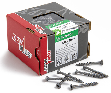 Dynaplus unischroef spaanplaatschroef ar-coating platkop deeldraad torx tx20 4.0x40 24 | 200 stuks - 0281.08.25602