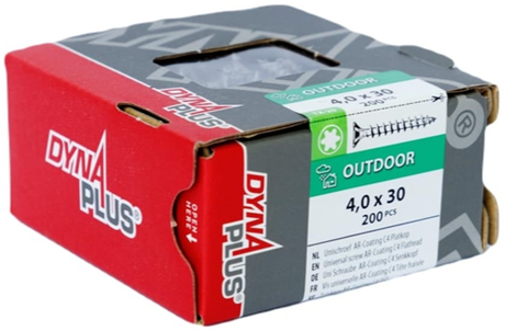 Dynaplus unischroef spaanplaatschroef ar-coating platkop voldraad torx tx20 4.0x25 | 200 stuks - 0281.08.25101