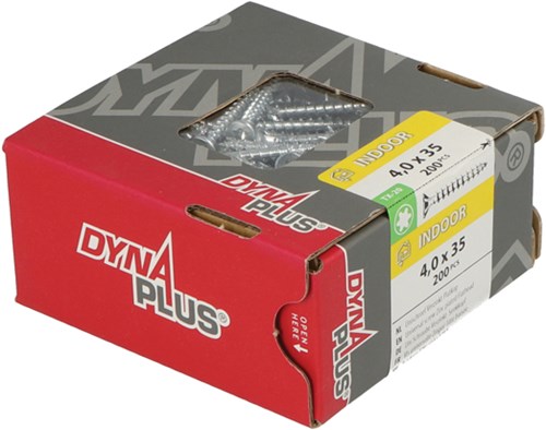 Dynaplus uni skrue spånplade skrue galvaniseret fladt hoved fuld gevind torx tx20 ​​4.0x35 | 200 stk - 0281.01.25401