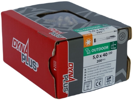 Dynaplus vlonderschroef xtreme ar-bronze platkop-60° deeldraad +snijpunt torx tx25 5.0x40 20 | 200 stuks - 0283.08.41601