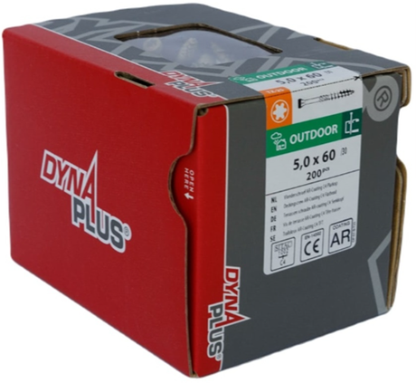 Dynaplus vlonderschroef xtreme ar-bronze platkop-60° deeldraad +snijpunt torx tx25 5.0x60 30 | 200 stuks - 0283.08.42001