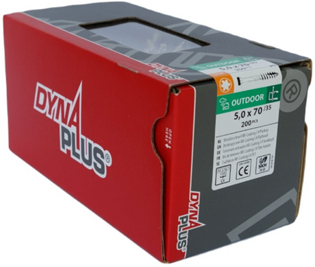 Dynaplus vlonderschroef xtreme ar-bronze platkop-60° deeldraad +snijpunt torx tx25 5.0x70 35 | 200 stuks - 0283.08.42201