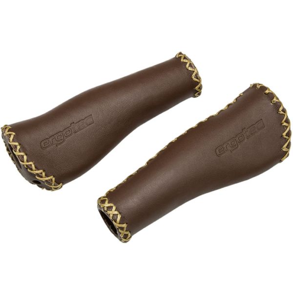 Ergotec monaco satte håndtag læder 2x 135mm brun