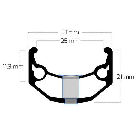 Ryde fælg zac big bull 28 29 622 x 25c aluminium - 36 huller 14g - sort jord