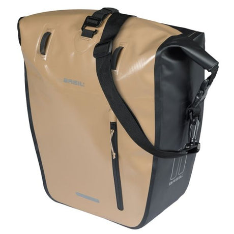 Basil enkelt cykeltaske rivo l presenning mik 25-31l 14 x 28 x 43 cm - sandsort